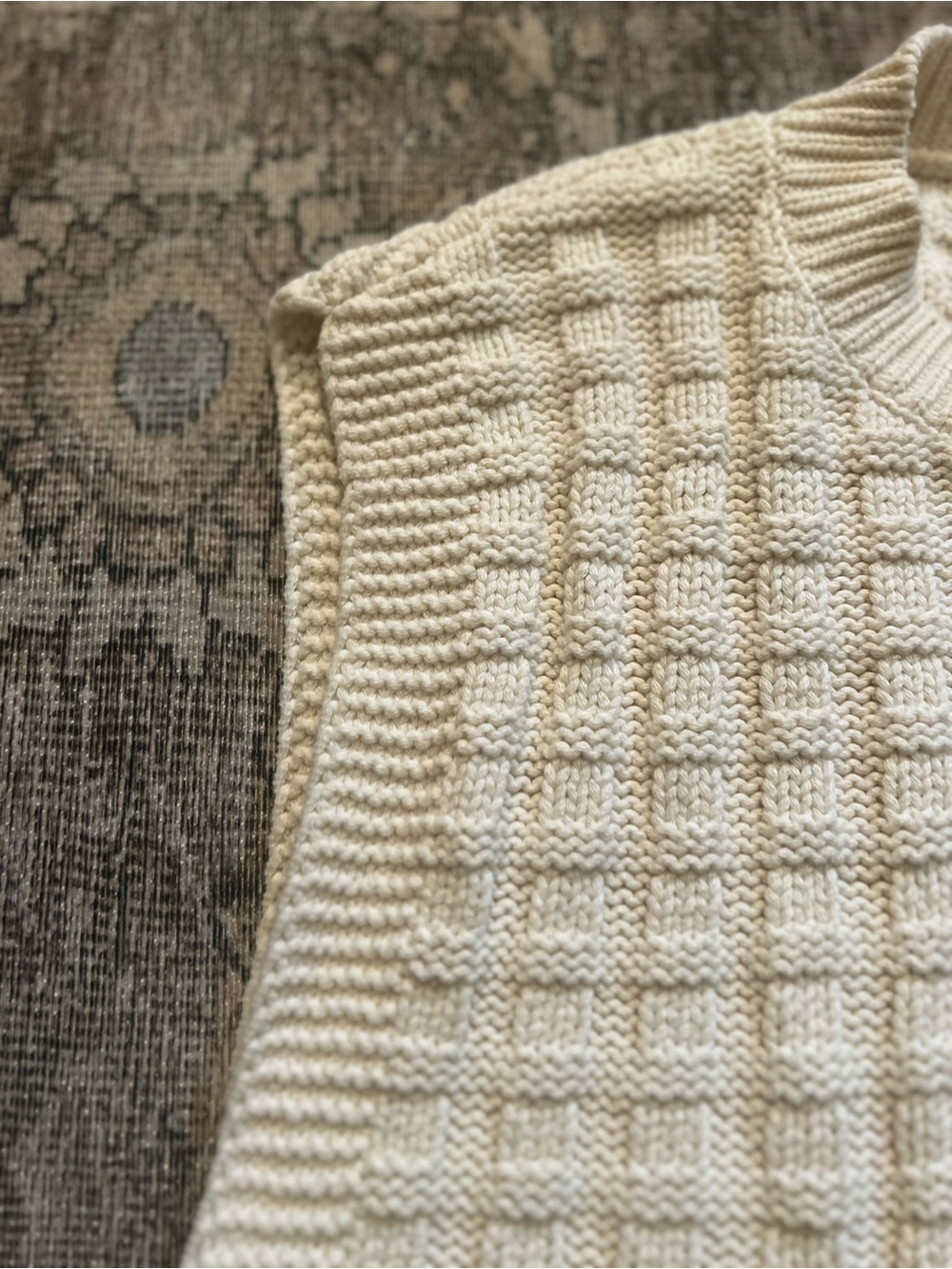 Madewell Cream Basket-Weave Knit Sweater Vest — Size L - Picture 6 of 10